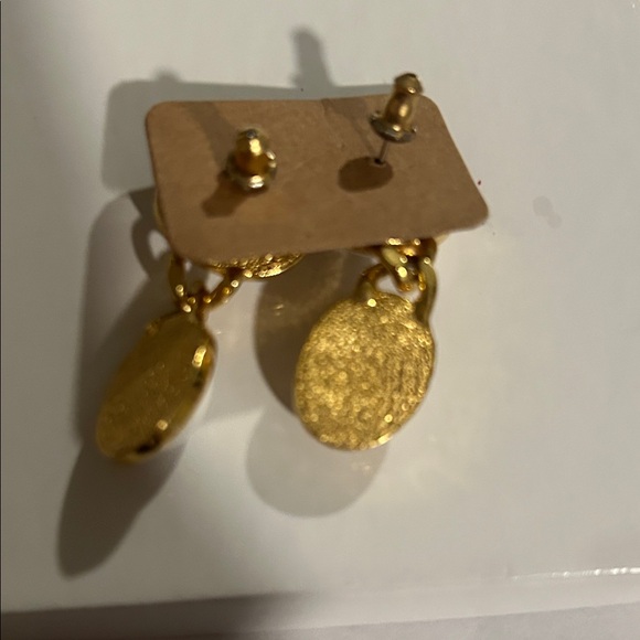 Vintage Elegant Gold and White stone Drop Earrings.New Old stock - Picture 2 of 3